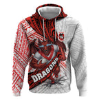 St George Illawarra Dragons Rugby Hoodie Tribal Polynesian Power Art - Lightning Mascot