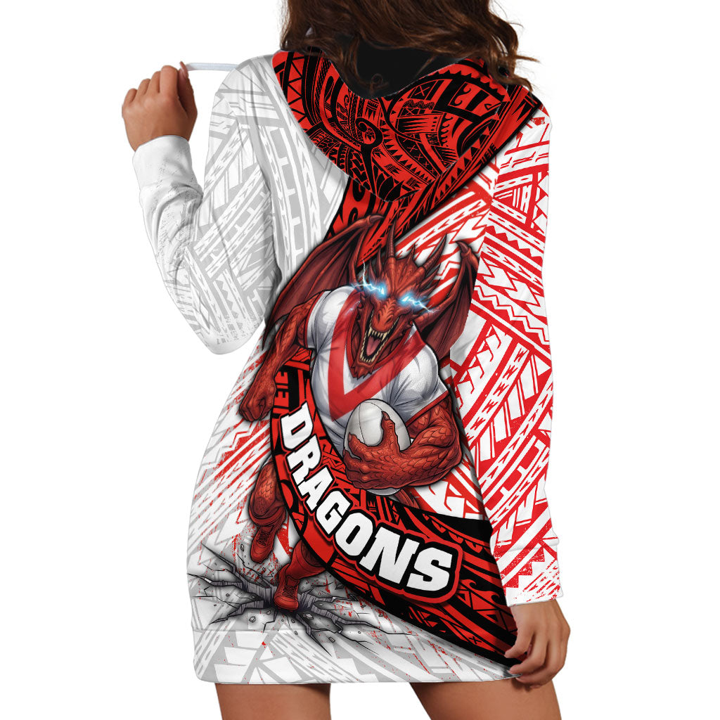 St George Illawarra Dragons Rugby Hoodie Dress Tribal Polynesian Power Art - Lightning Mascot