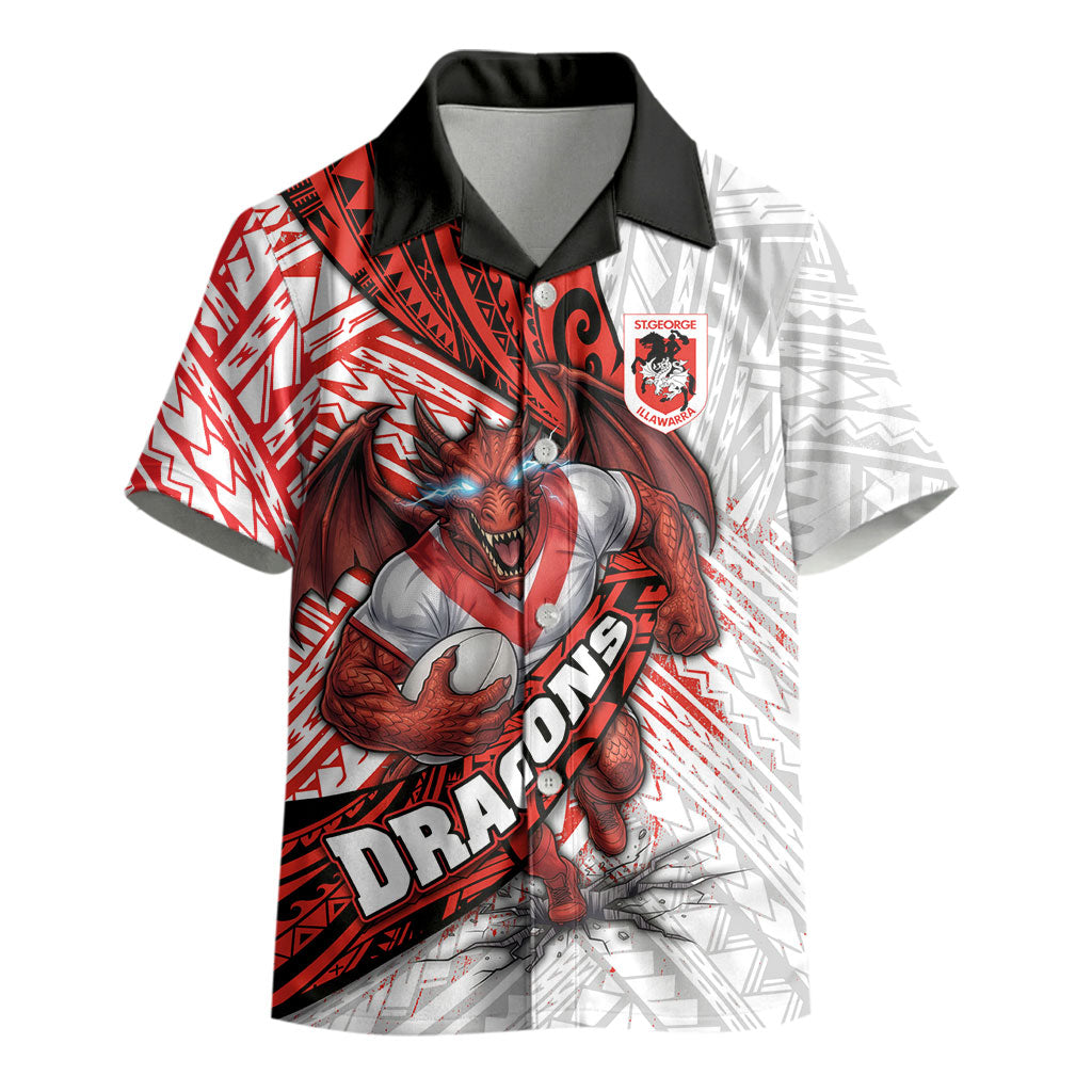 St George Illawarra Dragons Rugby Kid Hawaiian Shirt Tribal Polynesian Power Art - Lightning Mascot