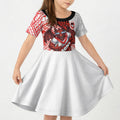 St George Illawarra Dragons Rugby Kid Short Sleeve Dress Tribal Polynesian Power Art - Lightning Mascot