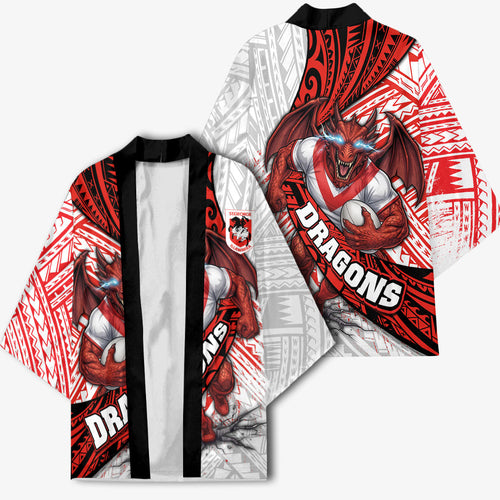 St George Illawarra Dragons Rugby Kimono Tribal Polynesian Power Art - Lightning Mascot