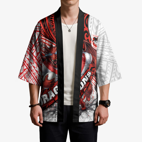 St George Illawarra Dragons Rugby Kimono Tribal Polynesian Power Art - Lightning Mascot