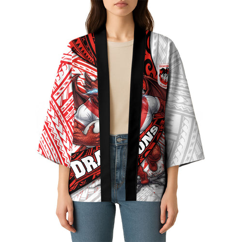 St George Illawarra Dragons Rugby Kimono Tribal Polynesian Power Art - Lightning Mascot
