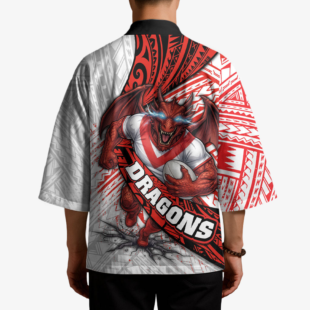 St George Illawarra Dragons Rugby Kimono Tribal Polynesian Power Art - Lightning Mascot