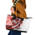 St George Illawarra Dragons Rugby Leather Tote Bag Tribal Polynesian Power Art - Lightning Mascot