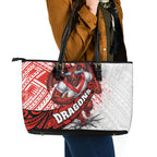 St George Illawarra Dragons Rugby Leather Tote Bag Tribal Polynesian Power Art - Lightning Mascot