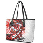St George Illawarra Dragons Rugby Leather Tote Bag Tribal Polynesian Power Art - Lightning Mascot