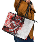 St George Illawarra Dragons Rugby Leather Tote Bag Tribal Polynesian Power Art - Lightning Mascot