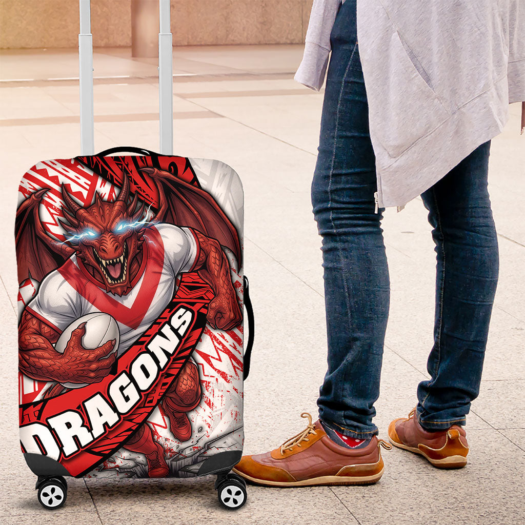 St George Illawarra Dragons Rugby Luggage Cover Tribal Polynesian Power Art - Lightning Mascot