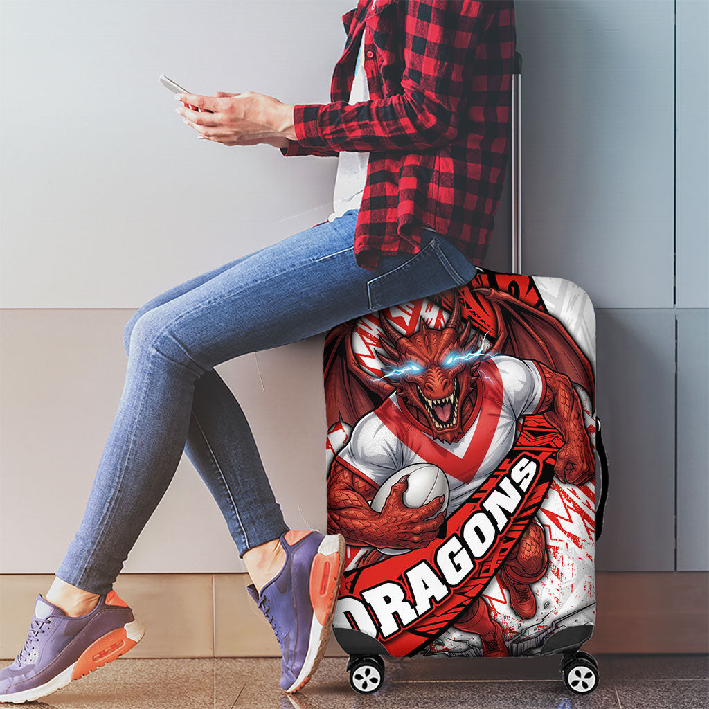 St George Illawarra Dragons Rugby Luggage Cover Tribal Polynesian Power Art - Lightning Mascot