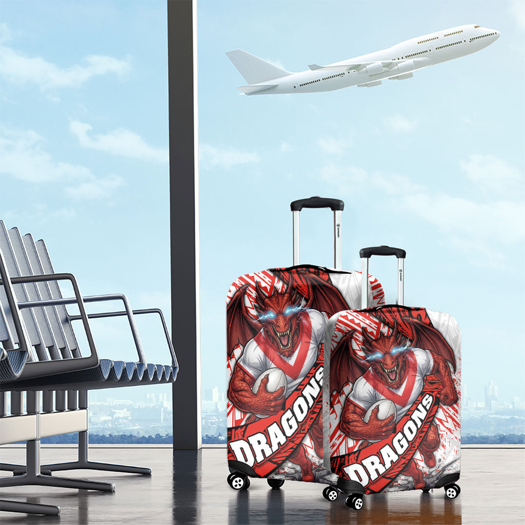 St George Illawarra Dragons Rugby Luggage Cover Tribal Polynesian Power Art - Lightning Mascot