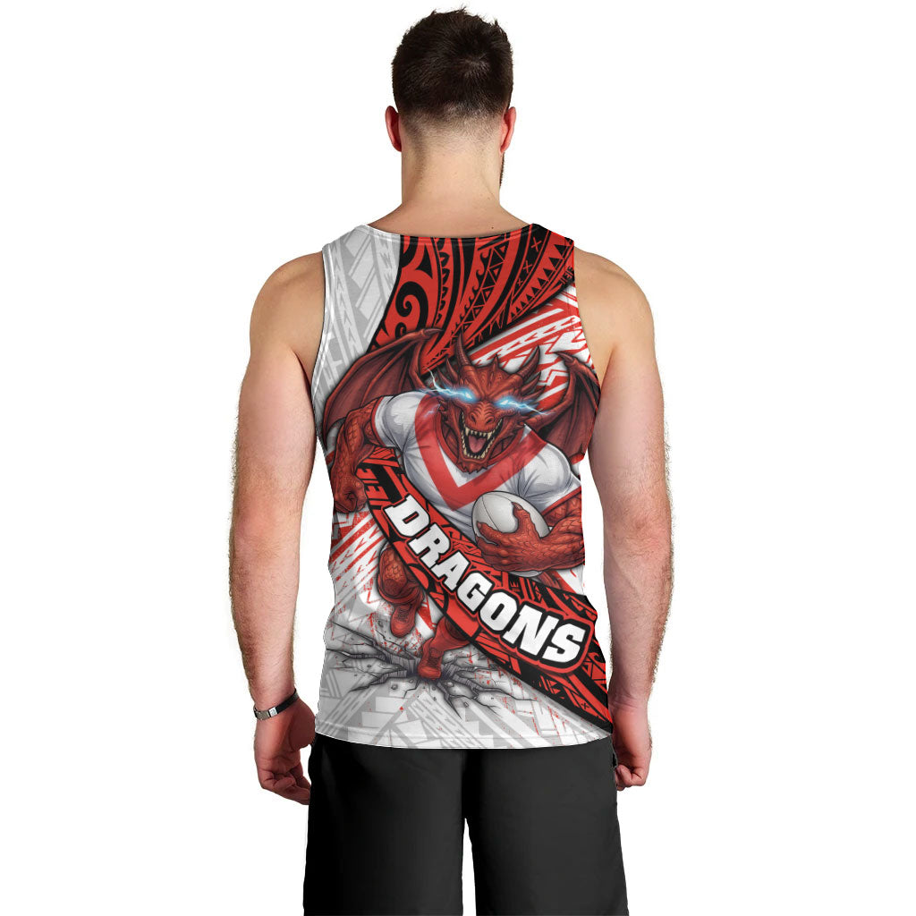 St George Illawarra Dragons Rugby Men Tank Top Tribal Polynesian Power Art - Lightning Mascot