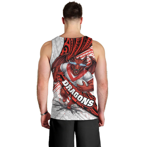 St George Illawarra Dragons Rugby Men Tank Top Tribal Polynesian Power Art - Lightning Mascot