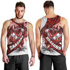 St George Illawarra Dragons Rugby Men Tank Top Tribal Polynesian Power Art - Lightning Mascot