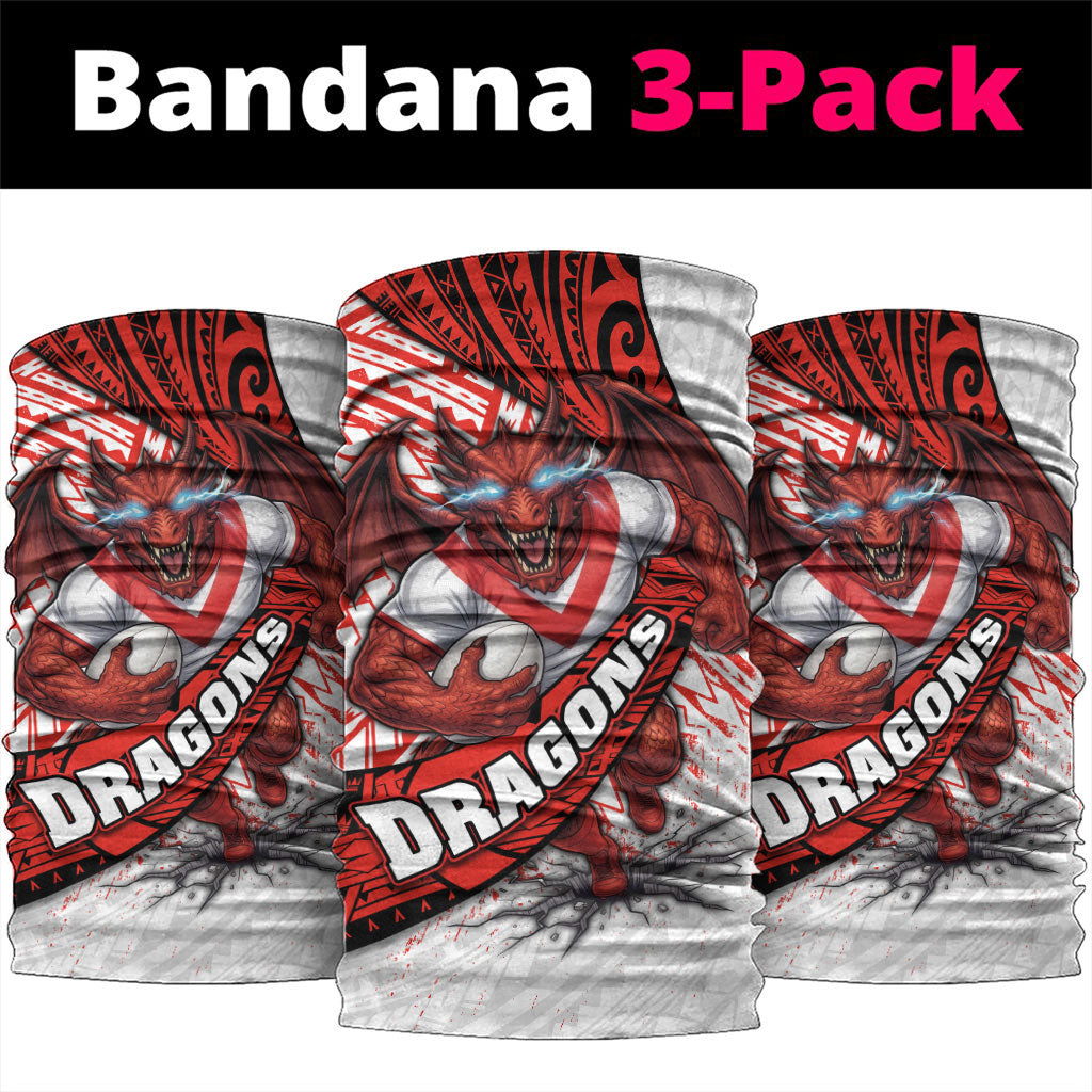 St George Illawarra Dragons Rugby Neck Gaiter Tribal Polynesian Power Art - Lightning Mascot