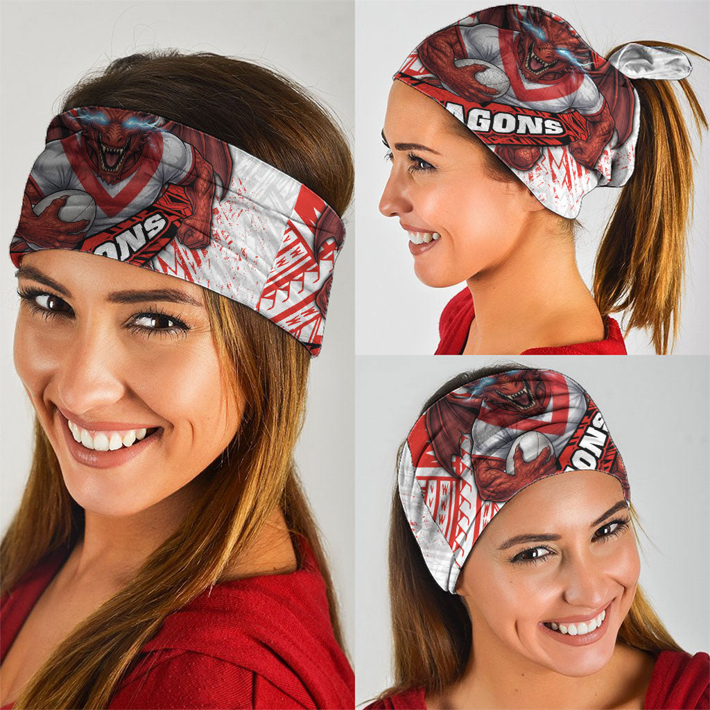 St George Illawarra Dragons Rugby Neck Gaiter Tribal Polynesian Power Art - Lightning Mascot