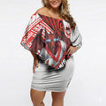 St George Illawarra Dragons Rugby Off Shoulder Short Dress Tribal Polynesian Power Art - Lightning Mascot