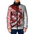 St George Illawarra Dragons Rugby Padded Jacket Tribal Polynesian Power Art - Lightning Mascot