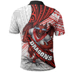 St George Illawarra Dragons Rugby Polo Shirt Tribal Polynesian Power Art - Lightning Mascot