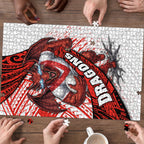 St George Illawarra Dragons Rugby Puzzle Tribal Polynesian Power Art - Lightning Mascot