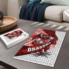 St George Illawarra Dragons Rugby Puzzle Tribal Polynesian Power Art - Lightning Mascot
