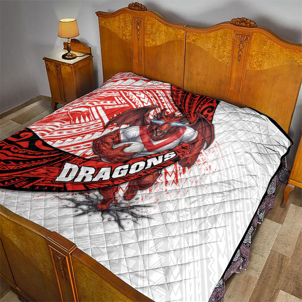 St George Illawarra Dragons Rugby Quilt Tribal Polynesian Power Art - Lightning Mascot