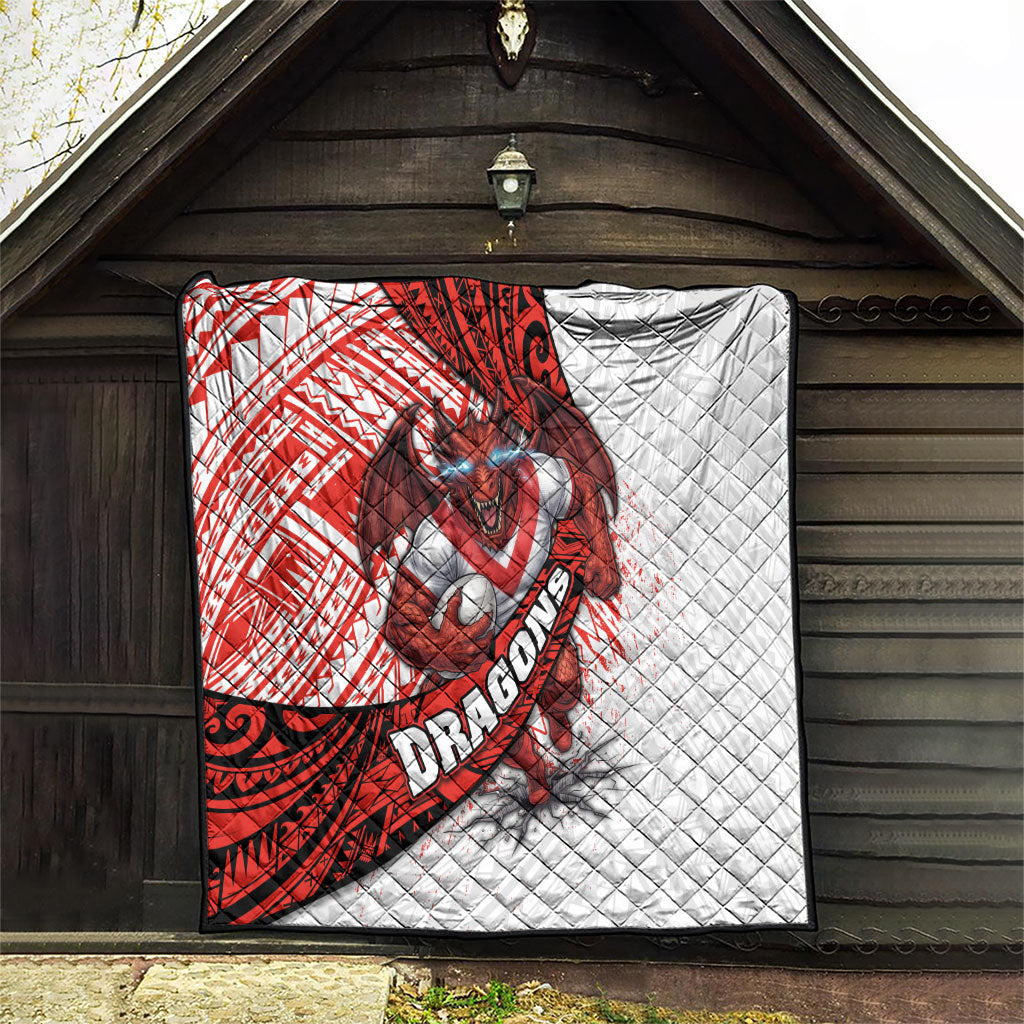 St George Illawarra Dragons Rugby Quilt Tribal Polynesian Power Art - Lightning Mascot