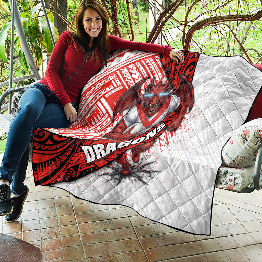 St George Illawarra Dragons Rugby Quilt Tribal Polynesian Power Art - Lightning Mascot