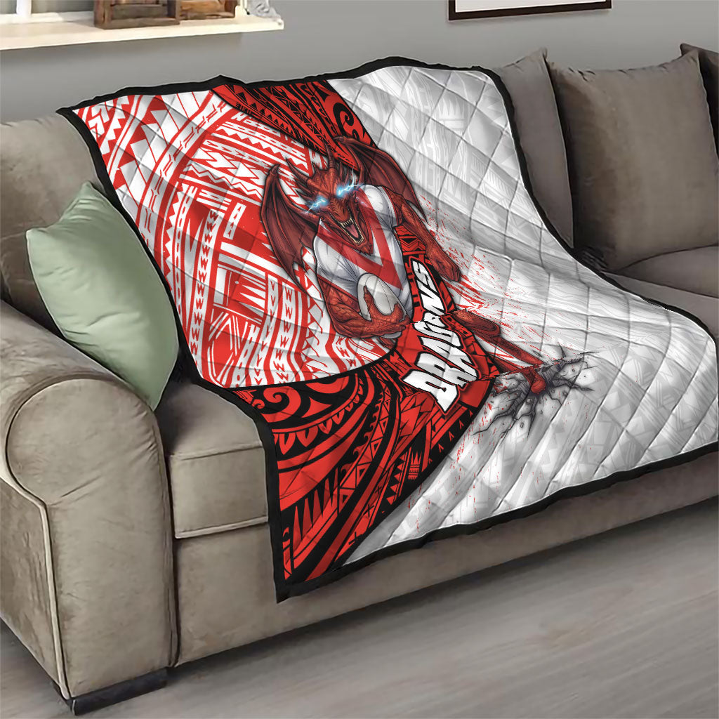 St George Illawarra Dragons Rugby Quilt Tribal Polynesian Power Art - Lightning Mascot