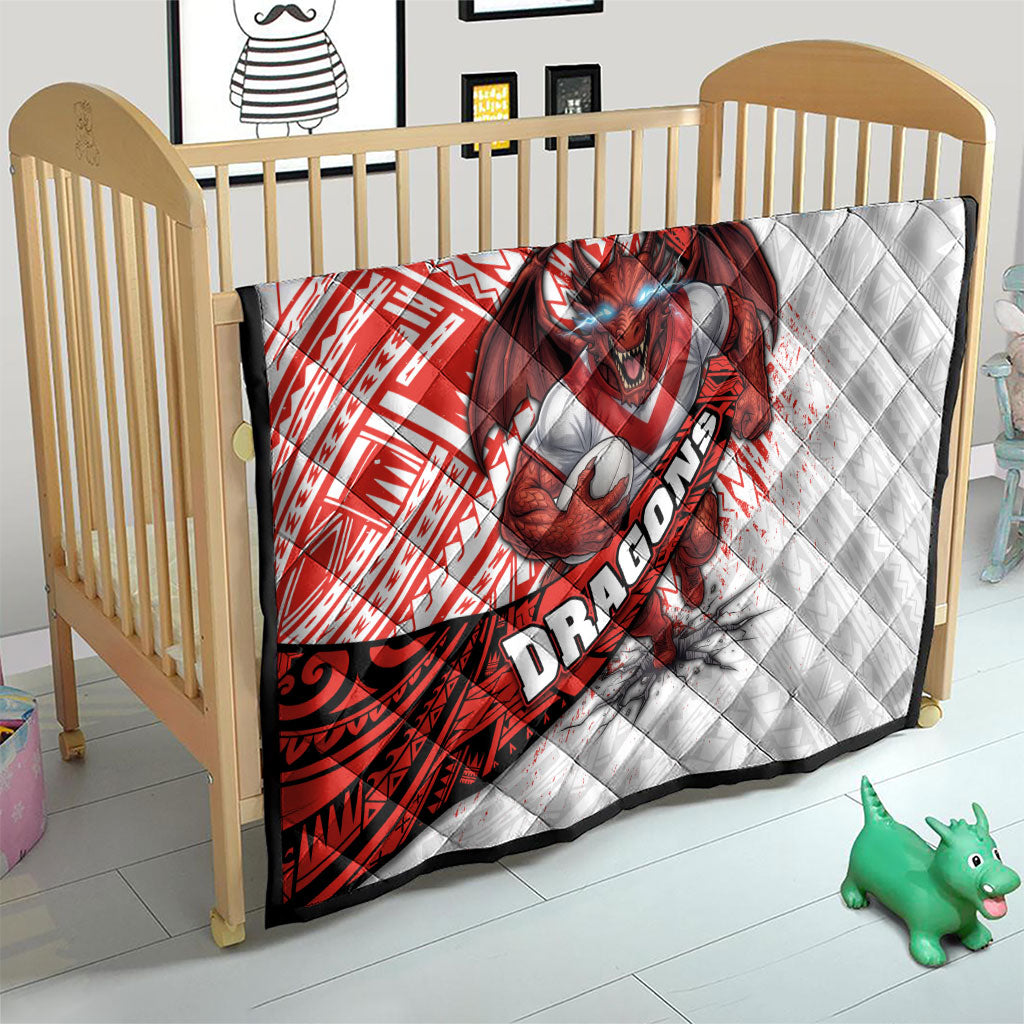 St George Illawarra Dragons Rugby Quilt Tribal Polynesian Power Art - Lightning Mascot