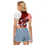 St George Illawarra Dragons Rugby Raglan Cropped T Shirt Tribal Polynesian Power Art - Lightning Mascot