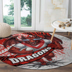 St George Illawarra Dragons Rugby Round Carpet Tribal Polynesian Power Art - Lightning Mascot