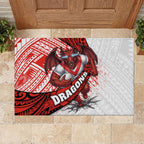 St George Illawarra Dragons Rugby Rubber Doormat Tribal Polynesian Power Art - Lightning Mascot