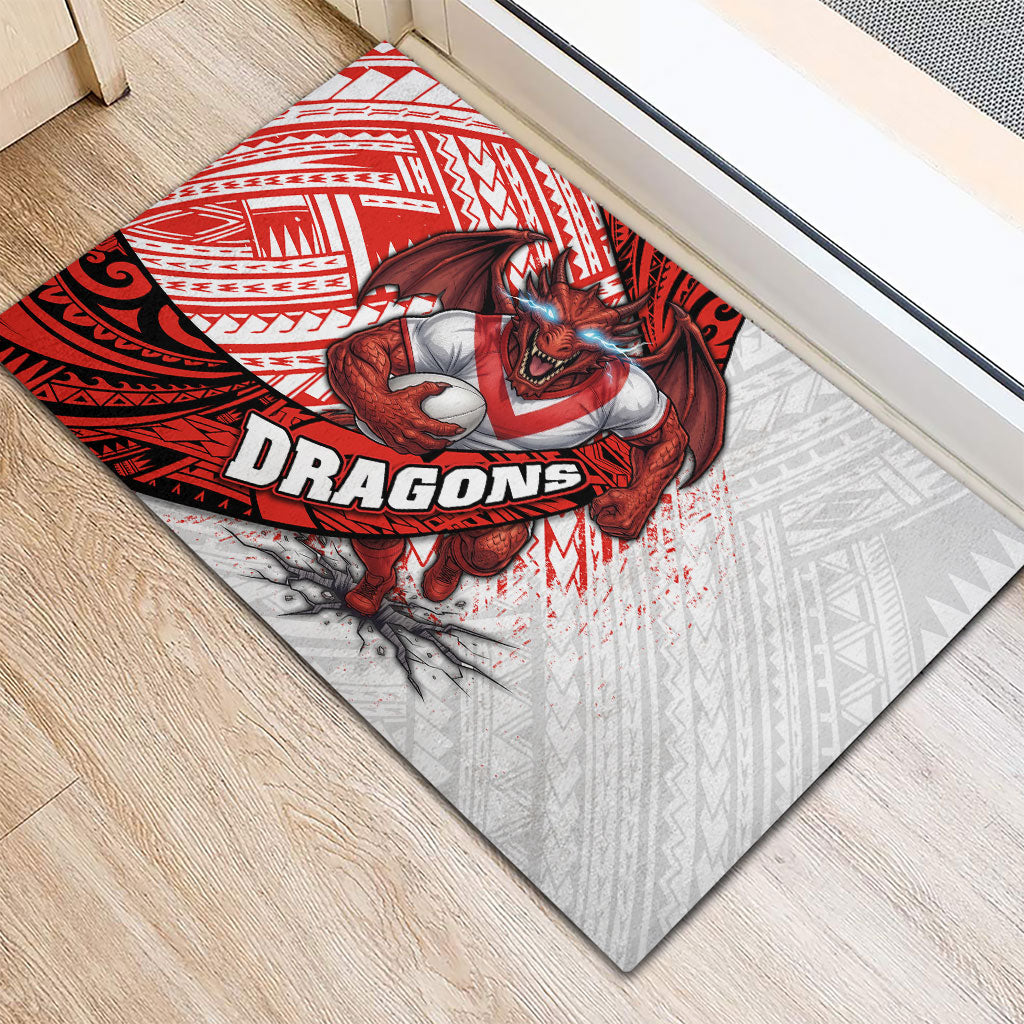 St George Illawarra Dragons Rugby Rubber Doormat Tribal Polynesian Power Art - Lightning Mascot