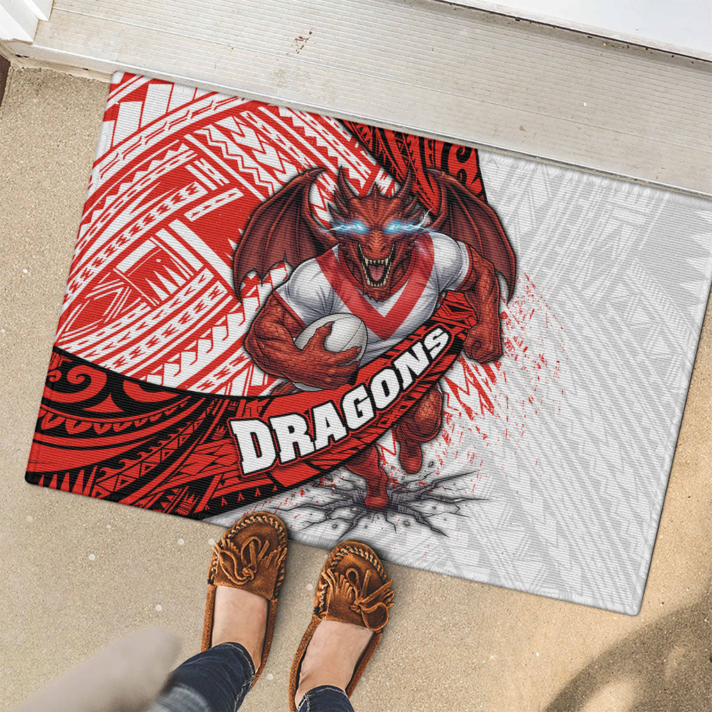 St George Illawarra Dragons Rugby Rubber Doormat Tribal Polynesian Power Art - Lightning Mascot