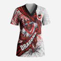 St George Illawarra Dragons Rugby Scrub Top Tribal Polynesian Power Art - Lightning Mascot