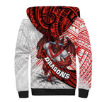 St George Illawarra Dragons Rugby Sherpa Hoodie Tribal Polynesian Power Art - Lightning Mascot