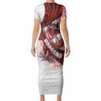 St George Illawarra Dragons Rugby Short Sleeve Bodycon Dress Tribal Polynesian Power Art - Lightning Mascot