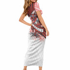 St George Illawarra Dragons Rugby Short Sleeve Bodycon Dress Tribal Polynesian Power Art - Lightning Mascot