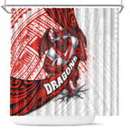 St George Illawarra Dragons Rugby Shower Curtain Tribal Polynesian Power Art - Lightning Mascot