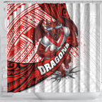 St George Illawarra Dragons Rugby Shower Curtain Tribal Polynesian Power Art - Lightning Mascot