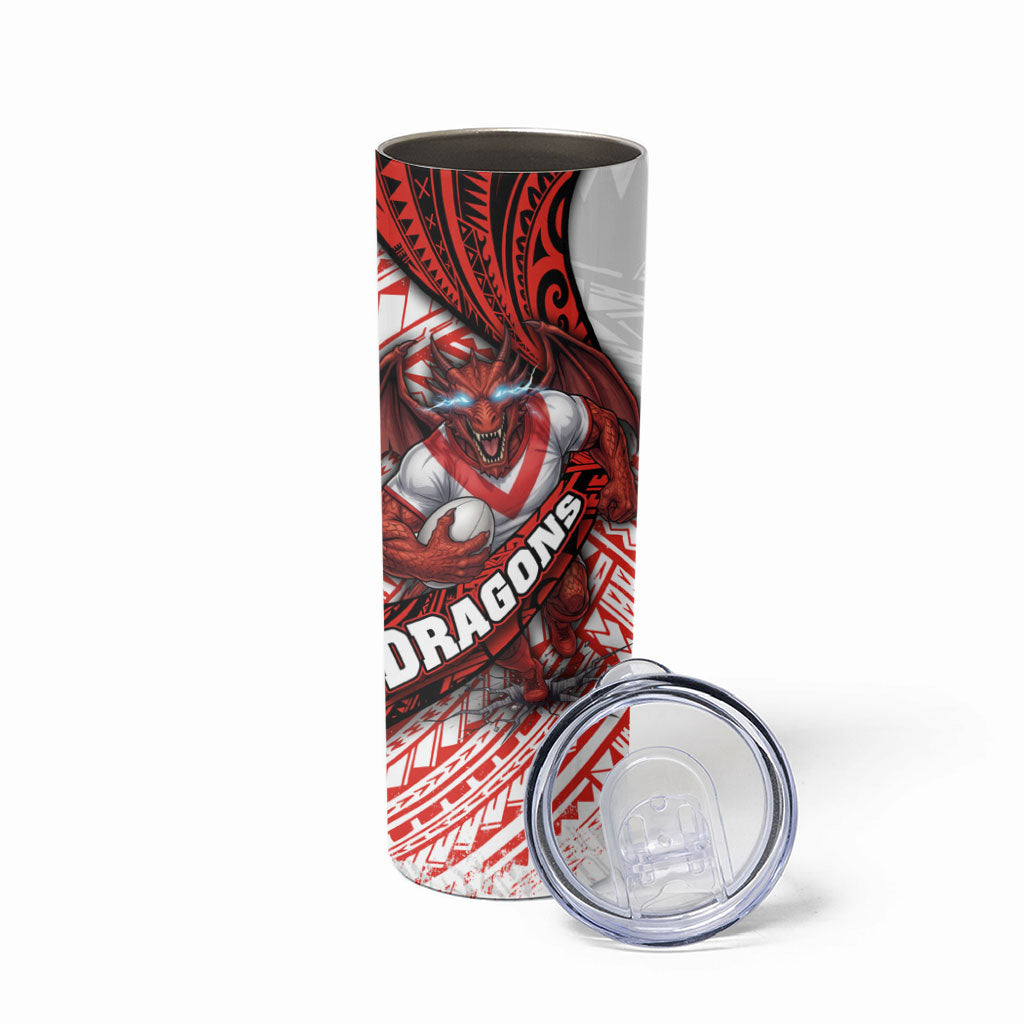 St George Illawarra Dragons Rugby Skinny Tumbler Tribal Polynesian Power Art - Lightning Mascot