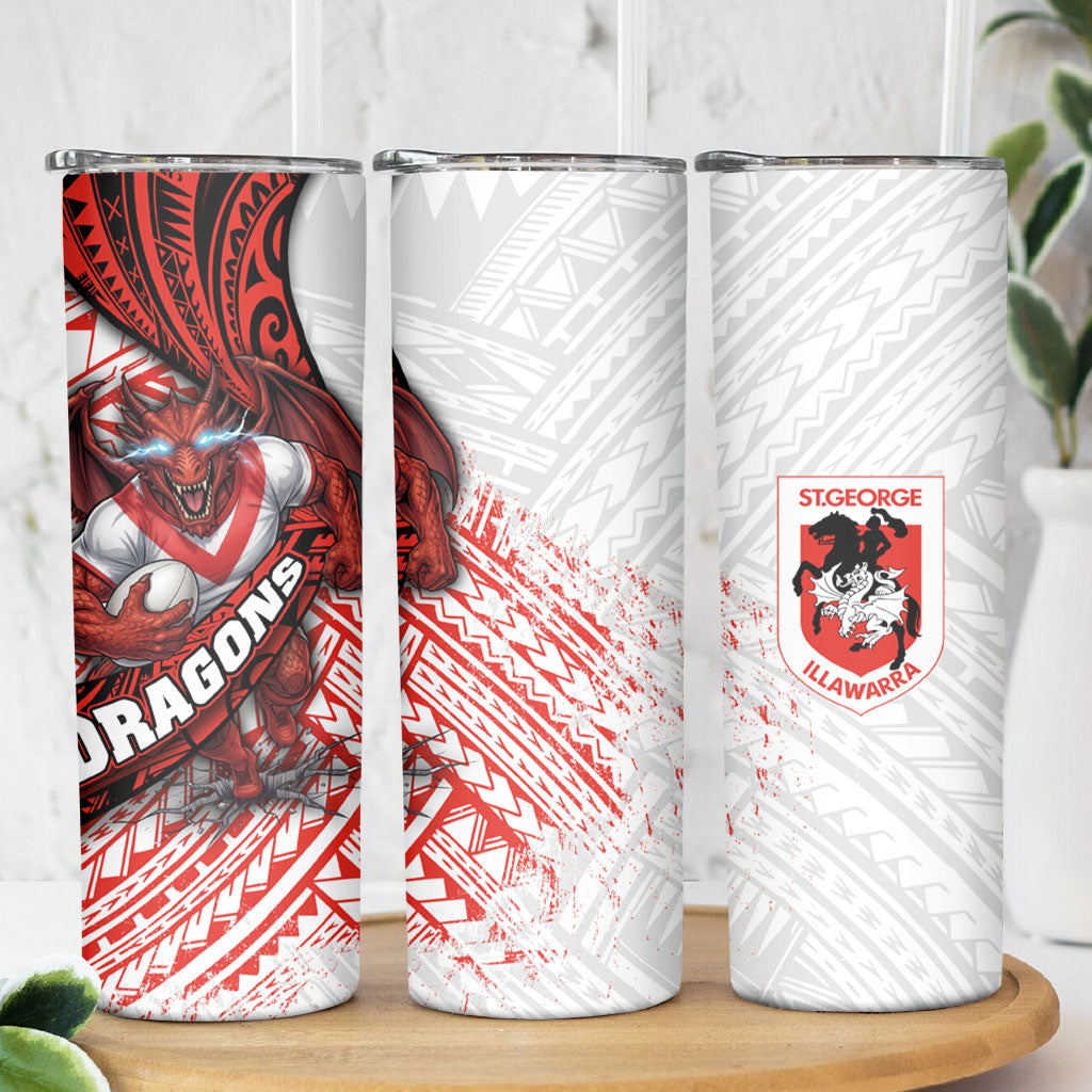 St George Illawarra Dragons Rugby Skinny Tumbler Tribal Polynesian Power Art - Lightning Mascot