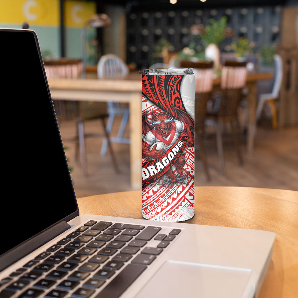 St George Illawarra Dragons Rugby Skinny Tumbler Tribal Polynesian Power Art - Lightning Mascot