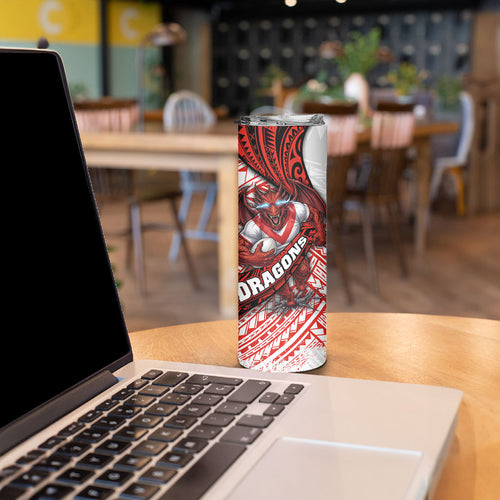 St George Illawarra Dragons Rugby Skinny Tumbler Tribal Polynesian Power Art - Lightning Mascot
