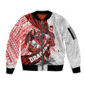 St George Illawarra Dragons Rugby Sleeve Zip Bomber Jacket Tribal Polynesian Power Art - Lightning Mascot