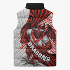 St George Illawarra Dragons Rugby Sleeveless Puffer Jacket Tribal Polynesian Power Art - Lightning Mascot