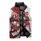 St George Illawarra Dragons Rugby Sleeveless Puffer Jacket Tribal Polynesian Power Art - Lightning Mascot