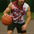 St George Illawarra Dragons Rugby Sleeveless Zip Hoodie Tribal Polynesian Power Art - Lightning Mascot