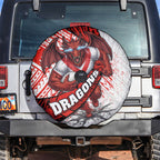 St George Illawarra Dragons Rugby Spare Tire Cover Tribal Polynesian Power Art - Lightning Mascot